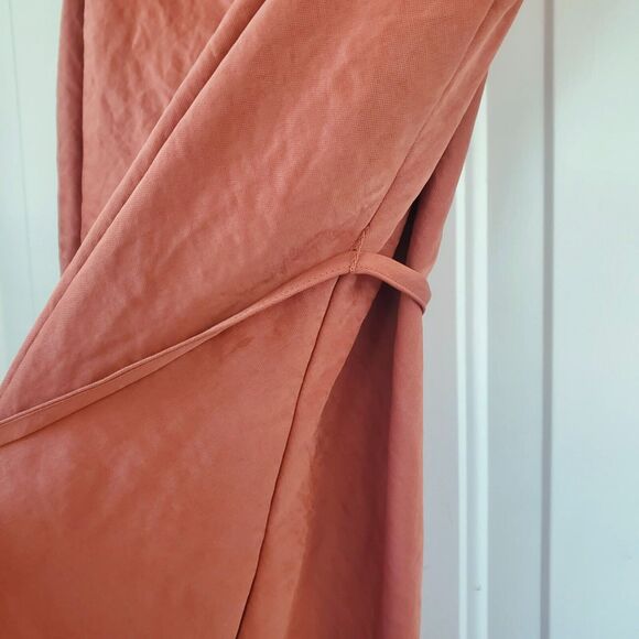 NWT Maurices Copper Drape Neck Mini Dress Waist Tie Spaghetti Women's Size Large - Picture 4 of 8